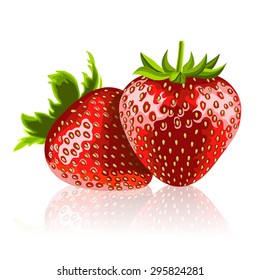 Two ripe strawberries