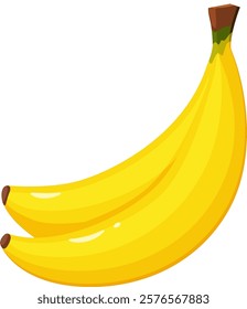 Two ripe yellow bananas creating an appealing arrangement on a bright white background, embodying healthy eating and vibrant tropical fruit themes. Perfect for nutrition and wellness concepts