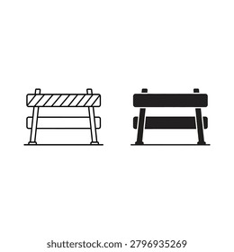 Two road block signs in black and white