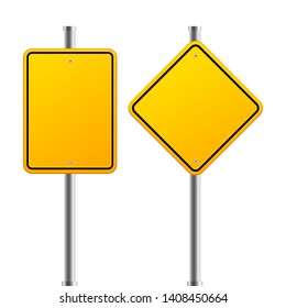 Dos carteles en blanco anaranjado en un poste sobre fondo blanco