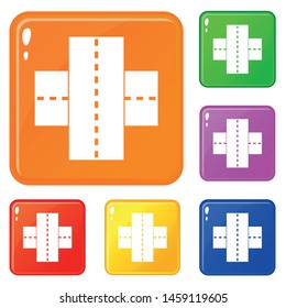 Two roads icons set collection vector 6 color isolated on white background