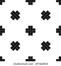 Two roads pattern repeat seamless in black color for any design. Vector geometric illustration