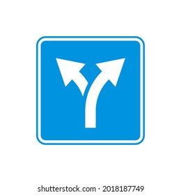 Two Roads Splitting Road Sign. Clipart Image
