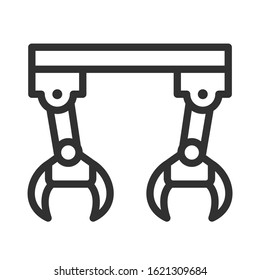 Two robot arm, Mechanical hand, linear icon. Editable stroke