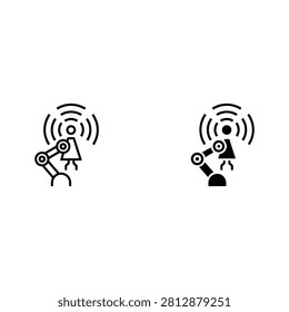 Two robots communicating with wireless signals signal transmission tech gadget wireless comm