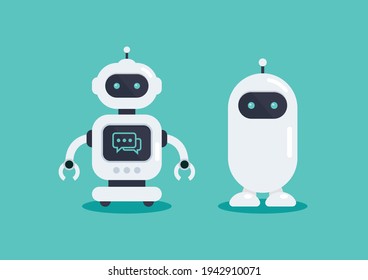 Two robots in vector illustration. Graphic design in flat style