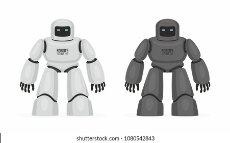 Two Robots. White and black. isolated on white background