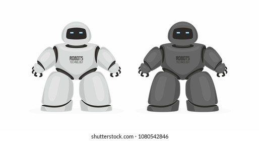 Two Robots. White and black. isolated on white background