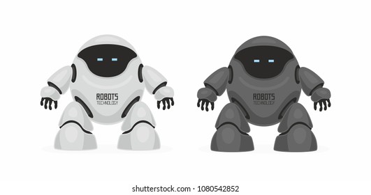 Two Robots. White and black. isolated on white background