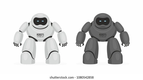 Two Robots. White and black. isolated on white background