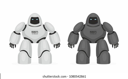 Two Robots. White and black. isolated on white background
