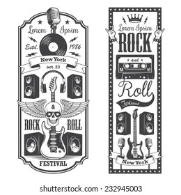 Two rock   roll music flayer covers  Typographic vintage style 