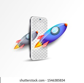 Two Rocket and mobile display smartphone