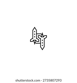 Two rockets S letter logo concept.