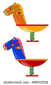 Zwei Rockpferde in verschiedenen Farben, Illustration