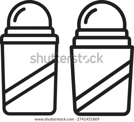 Two roll on deodorants silhouette isolated on white. Daily hygiene routine silhouette.