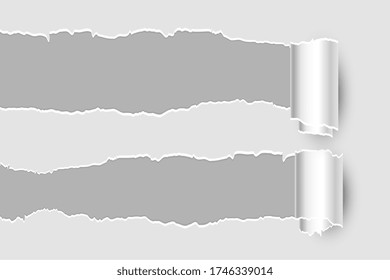 two rolling torn ripped paper sheet page