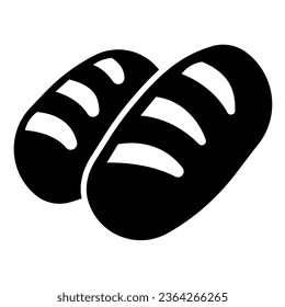 Two rolls of bread solid icon, englishbreakfast concept, loaves vector sign on white background, two bread glyph style for mobile concept and web design. Vector graphics