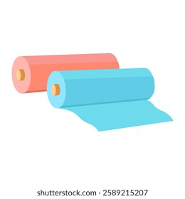 Two rolls of fabric in pink and blue, ideal for sewing projects, craft supplies, or textile backgrounds in design works.