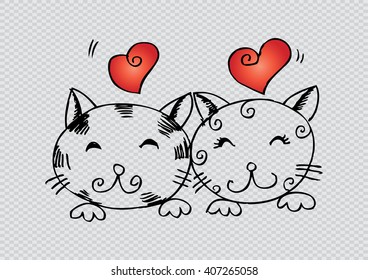 Two romantic cats in love. 