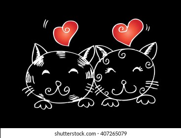 Two romantic cats in love. 