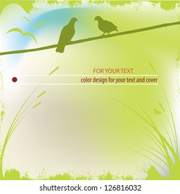 Two romantic doves. Vector image