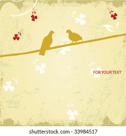 Two romantic doves. Vector image