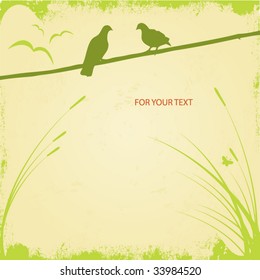 Two romantic doves. Vector image