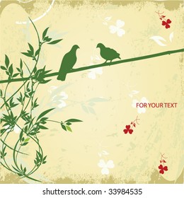 Two romantic doves. Vector image
