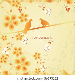 Two romantic doves. Vector image