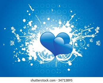 two romantic heart with floral elements, wallpaper