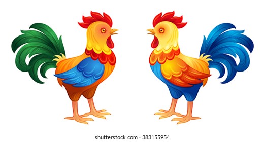 Two roosters. EPS10 vector illustration