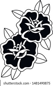 two roses black and white tattoo