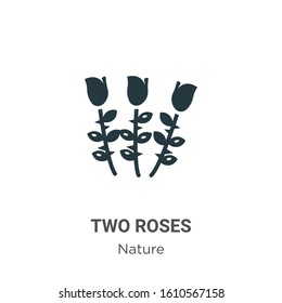Two roses glyph icon vector on white background. Flat vector two roses icon symbol sign from modern nature collection for mobile concept and web apps design.