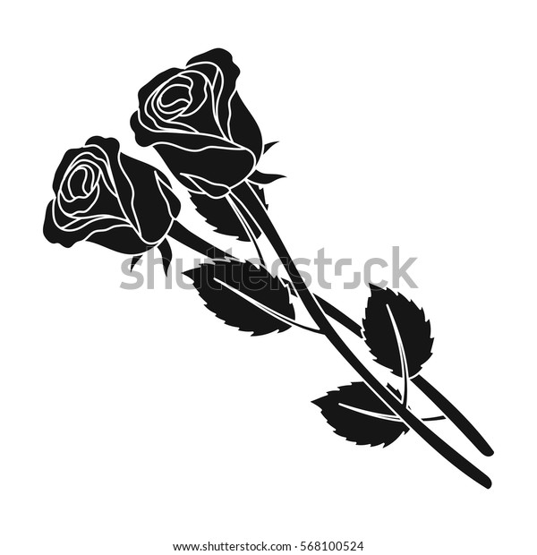 Two Roses Icon Black Style Isolated Stock Vector (Royalty Free ...