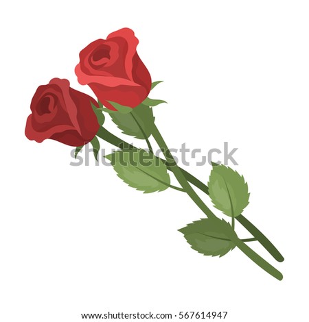Two roses icon in cartoon style isolated on white background. Funeral ceremony symbol stock vector illustration.