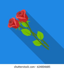 Two roses icon in flat style isolated on white background. Funeral ceremony symbol stock vector illustration.