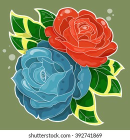 two roses old-school styled
