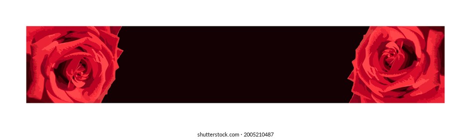 dos rosas sobre el vector de fondo negro, pancarta horizontal 