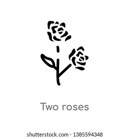 two roses vector line icon. Simple element illustration. two roses outline icon from nature concept. Can be used for web and mobile