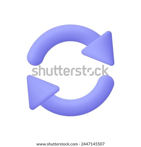 Two rotating arrows in a circle. Refresh, reload, recycle and update symbol. 3d vector icon. Cartoon minimal style.