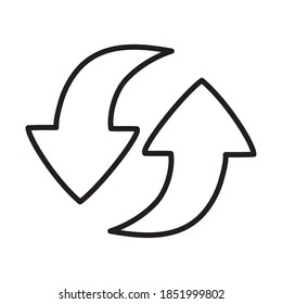 two round arrows icon over white background, line style, vector illustration