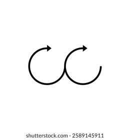 Two round arrows together. Arrows in the shape of a circle. Vector illustration. 