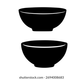 Two round bowl kitchen dining graphic illustration.
