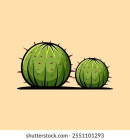 dois cactos redondos lápis de alimentação isolado desenho linha arte estilo esboço clássico vintage design ilustração