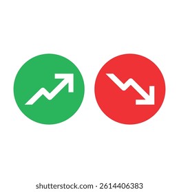 Two round icons with arrows up, down. Vector images isolated on white background.