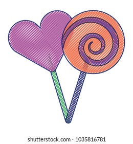 two round lollipop and heart shape candy