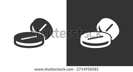 Two Round Medicine Tablets icon. Solid glyph series icon