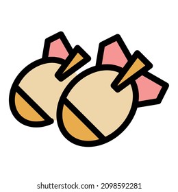 Two round rockets icon. Outline two round rockets vector icon color flat isolated
