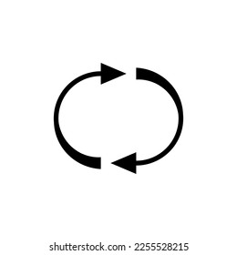 Two round thin arrows in a circle. Two identical arrows following each other.